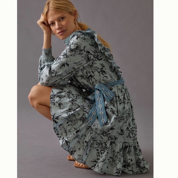 ANTHROPOLOGIE Ruffled Wrap Mini Dress XL - Picture 5 of 14